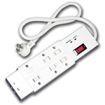 Power Play Products PPP, PP-16325F, White, 2X3 Power Center Surge 6 Outlet Pinnacle Child Safety Surge Protector, 1200 Joules