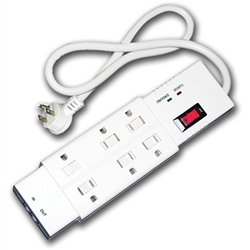 Power Play Products PPP, PP-16325F, White, 2X3 Power Center Surge 6 Outlet Pinnacle Child Safety Surge Protector, 1200 Joules