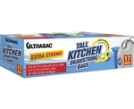 ULTRASAC Extra Strong 13 GAL LEMON SCENTED TALL DRAWSTRING WHITE KITCHEN BAG 17 CT 0.90 MIL