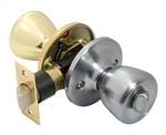 Tuff Stuff T03OSA Polished Brass US3 x Polished Chrome US26D Tulip Knob Lockset With Adjustable Backset