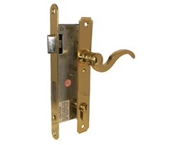 TACO Trans Atlantic DL-ML800 Series, Brass, Right Hand, Heavy Duty Solid Brass Atrium style Mortise Lock, Single Cylinder Mortise Entry Lever Handle Plate Trim Set, Narrow Style Storm Patio Door Lockset with 1-3/4" Backset Lock Set