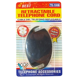 Trisonic TE-100B Black 8' Retractable Telephone Cord