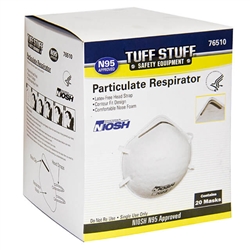 Tuff Stuff 76510 Box Of 20 N95 Particulate Respirator Masks With NO VALVE