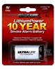 Ultralife, U9VLJPXC, 9V Lithium, Smoke Alarm Battery. High Energy Density, 5x More Than Alkaline