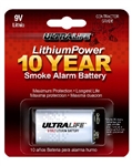 Ultralife, U9VLJPXC, 9V Lithium, Smoke Alarm Battery. High Energy Density, 5x More Than Alkaline