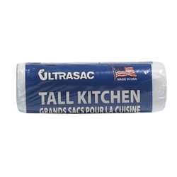 Ultrasac 13070W18 White 13 Gallon Tall Kitchen Trash Bags 18 Bags Per Roll 0.7 MIL 23"X29"