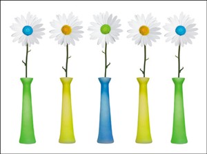 6642 NC Five daisies in vases