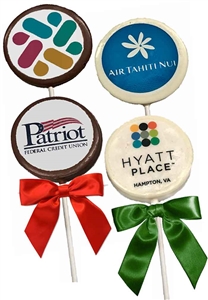 3" Round Logo Chocolate Pops, dozen