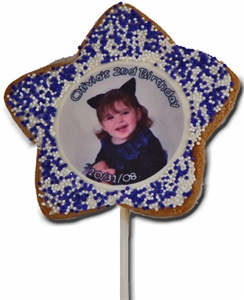 3" Star Photo/Logo Cookie Pops, dozen