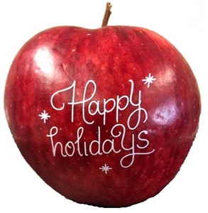 Happy Holidays Apples, each