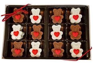 Sweet Heart Mini Chocolate Bears, Gift Box of 12