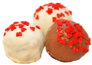 Cake Truffles - Heart Sprinkle Design, Box of 12