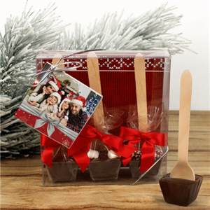 Hot Chocolate Holiday Spoon - Add Your Photo, Gift box of 3