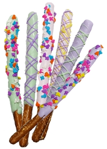 Pretzel Rods Dipped Easter Theme