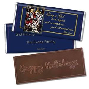Personalized Holiday Candy Bar - Stained Glass Navitity