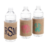 burlap coozie, monogram burlap coozie, personalized coozie