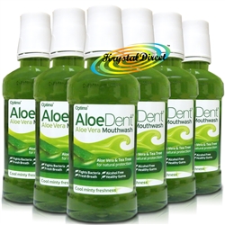 6x Aloe Dent Aloe Vera Alcohol Fluoride Free Mouthwash 250ml