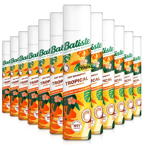 12x Batiste TROPICAL Dry Shampoo 200ml Instant Hair Refresh