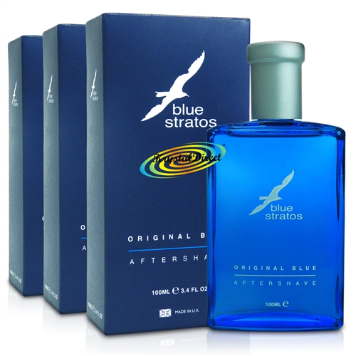3x Blue Stratos Original Blue After Shave Lotion for Men Fragrance 100ml