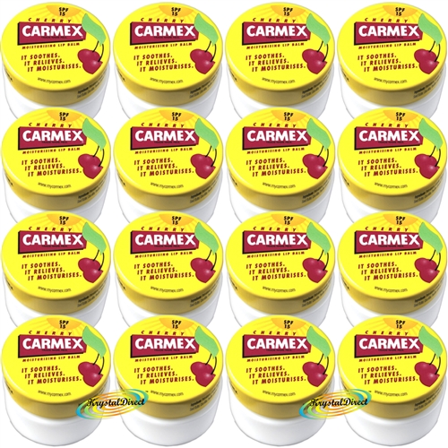 12x Carmex Cherry Moisturising Lip Balm Pot SPF15 Dry Chapped Cracked Lips 7.5g