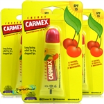 3x Carmex Cherry Moisturising Lip Balm Tube SPF15 Dry Chapped Cracked Lips 10g