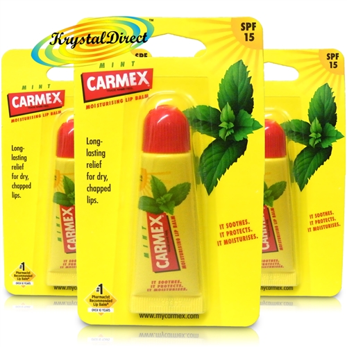3x Carmex Mint Moisturising Lip Balm 10 g SPF 15 Relief From Dry Chapped Lips
