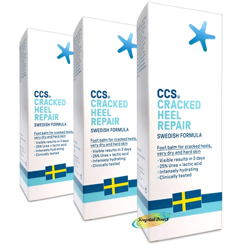 3x CCS Swedish Foot Cracked Heel Repair Balm For Rough Dry And Cracked Heels 75g