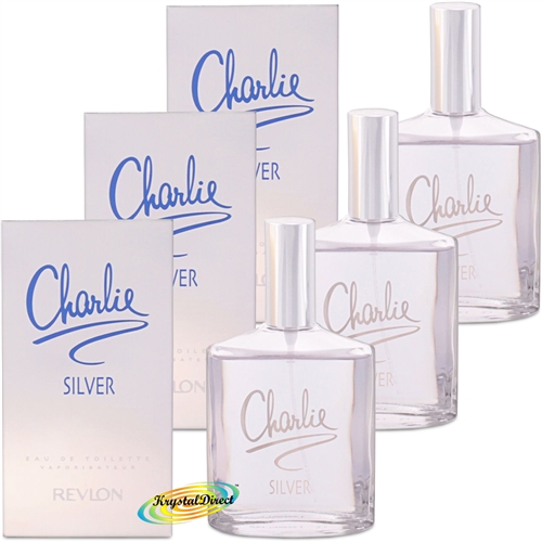 3x Revlon Charlie Silver Eau De Toilette EDT Spray 100ml Womens Fragrance