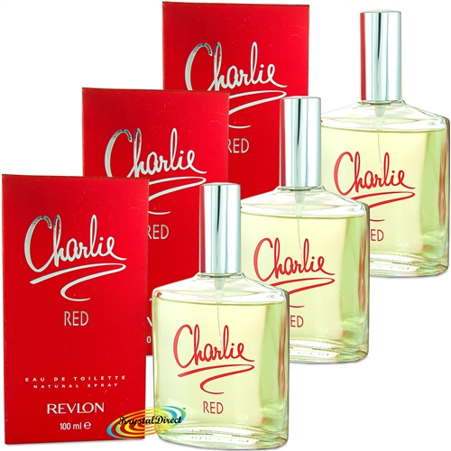 3x Revlon Charlie Red Eau De Toilette EDT Spray 100ml Womens Fragrance