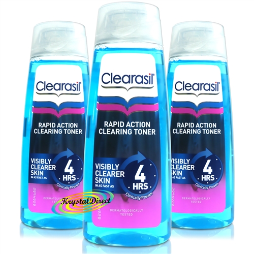 3x Clearasil Rapid Action Clearing Toner Skin Pore Cleanser Lotion 200ml