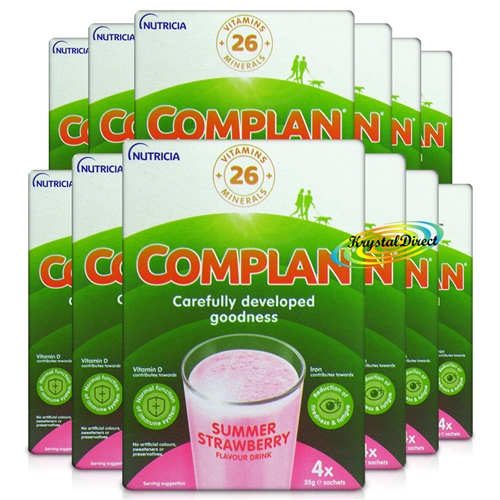 12x Complan Strawberry Flavour Vitamin Nutrition Supplement Energy Drink 4x55g