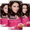 3x Garnier Color Sensation 4.0 DEEP BROWN Permanent Hair Colour Cream Dye