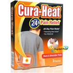 Cura Heat Pads Back & Shoulder 3 Heat Patches 24H Warm Pain Relief