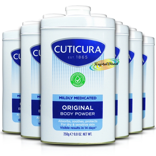 6x Cuticura Mildly Medicated Talcum Powder with Skin Soothing Allantoin 250g
