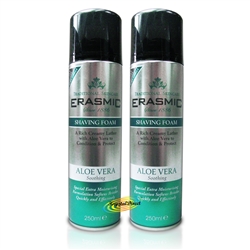 2x Erasmic Soothing Aloe Vera Shaving Foam Condition Protect Lather Shave 250ml