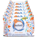 6x Femfresh Biodegradable & Flushable Gentle Feminine Intimate Hygiene Wipes 25