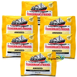 6x Fisherman's Friend Aniseed Menthol Sugar Free Lozenges Sweeteners 25g