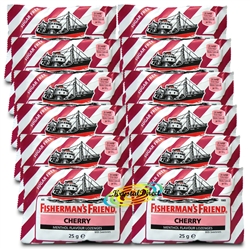 12x Fisherman's Friend Cherry Menthol Sugar Free Lozenges Sweeteners 25g