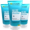 3x Garnier Pure Active Daily Deep Pore Wash Anti Blemish & Shine 150ml