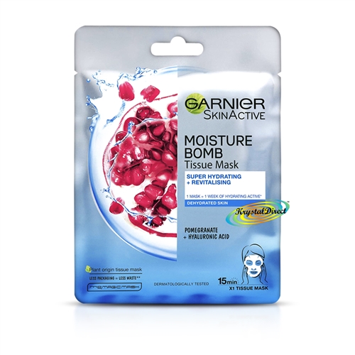 Garnier Skin Active Moisture Bomb Hydrating Revitalising Pomegranate Extract Face Tissue Mask 32g