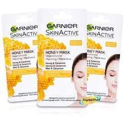 3x Garnier Dry Skin Care Repairing Active Facial Face Mask 8ml Honey No Paraben