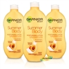 3x Garnier Summer Body Deep Even Tan Moisturiser Lotion 400ml Apricot Extract