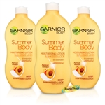 3x Garnier Summer Body Deep Even Tan Moisturiser Lotion 400ml Apricot Extract