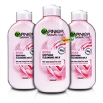 3x Garnier Rose Water Soothing Cleansing Milk 200ml for Dry & Sensitive Skin