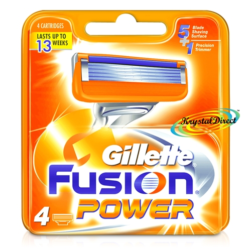 Gillette Fusion Power Pack of 4 Replacement Shaving Razor Blades 100% Genuine