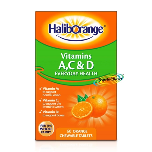 Haliborange Vitamins A C D 60 Orange Flavour Food Supplement Chewable Tablets