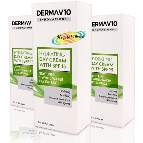 3x Derma V10 Innovations Hydrating Calming Day Cream with SPF 15 50ml