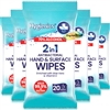 6x Hygienics 2in1 Antibacterial Hand & Surface Wipes 70% Alcohol - 20 Wipes