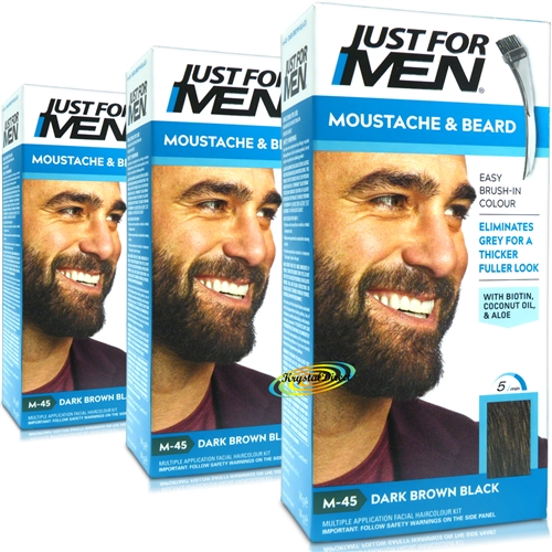 3x Just For Men M45 Dark Brown Black Moustache & Beard Facial Hair Colour Dye