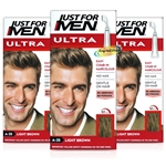 3x Just For Men Ultra Easy Comb In Autostop A25 Light Brown Hair Colour Dye